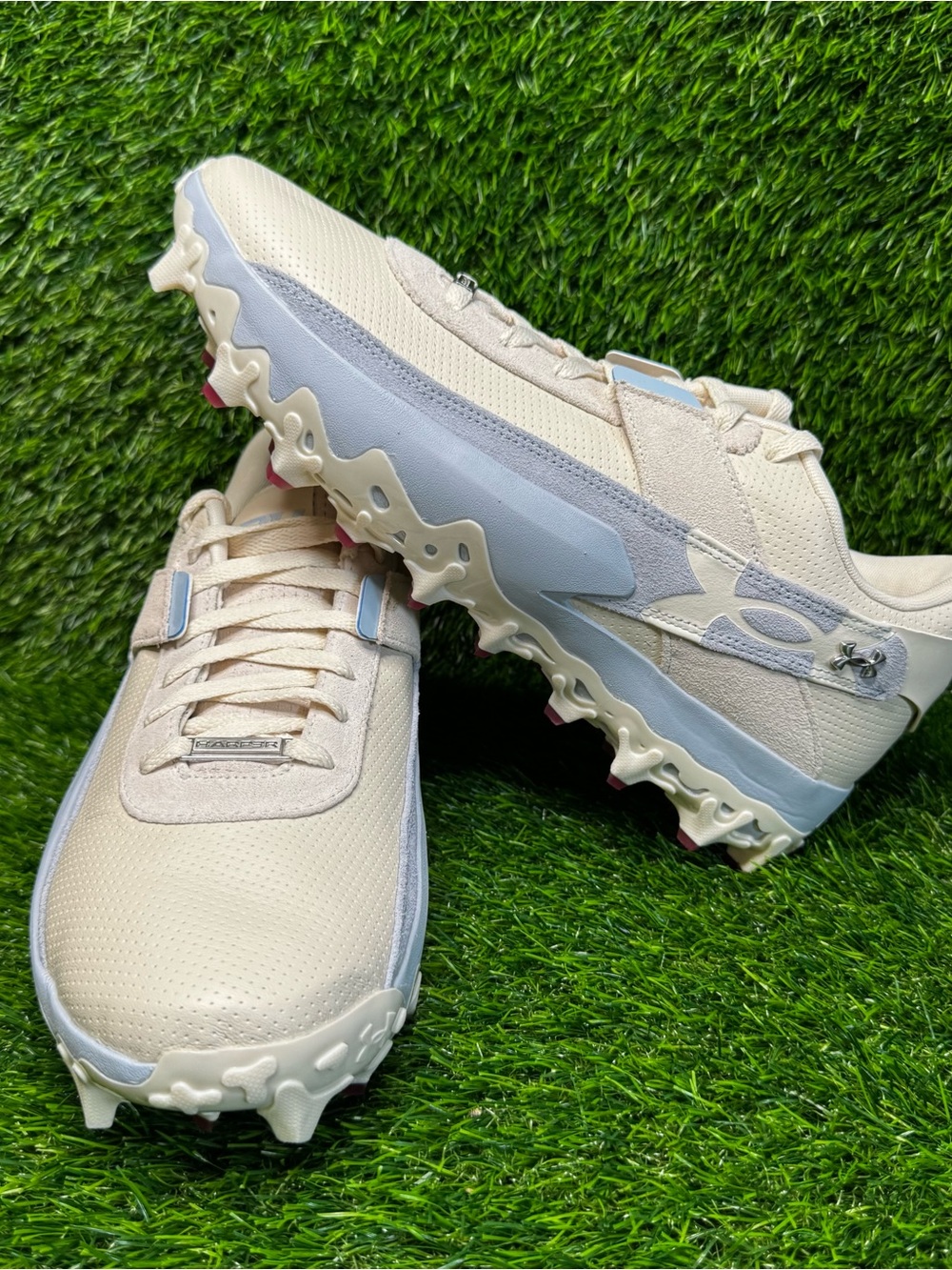 Size 13 - Mens Under Armour Harper 10 Pro TPU Cream Baseball Cleats 6010136-280